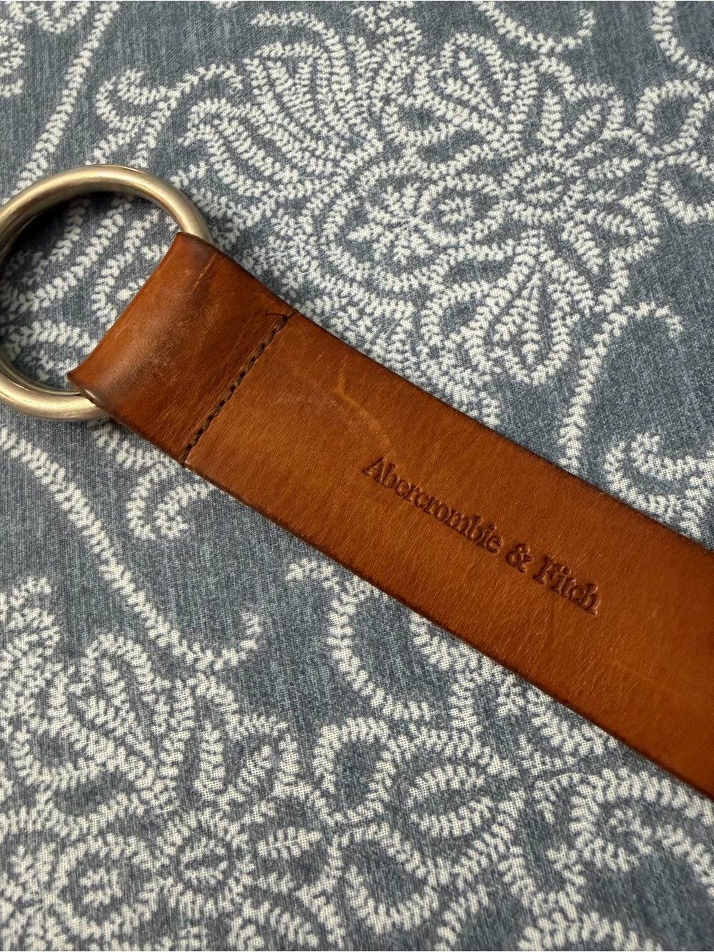 Abercrombie & Fitch Genuine Leather Double O Ring Belt Brown M Boho Western